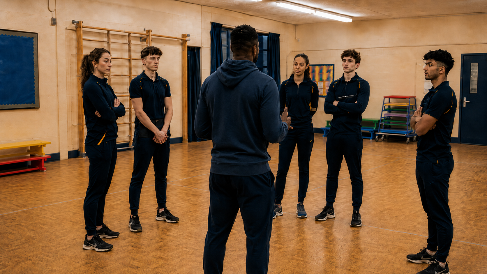Coach setting up a session and delivering to a group
